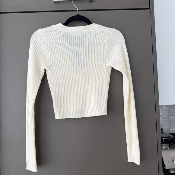 Off-White Ribbed Button-Up Cardigan – Size S - Picture 5 of 8